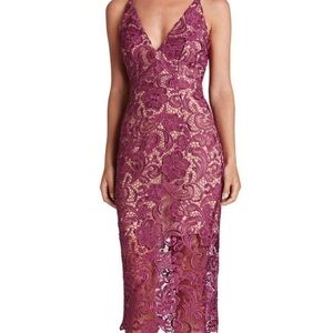 Dress the Population Marie Mulberry Lace Midi Dress